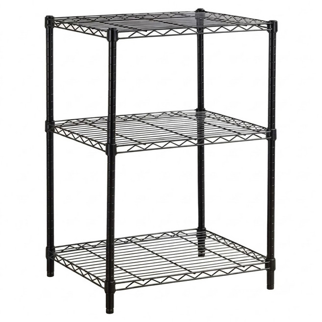 AAA 傢俱生活館 3層 輕型烤漆波浪架 置物架 60 x 45 x 90cm 耐重 MIT台灣製造 間距可調 尊爵黑 AA060-03090BM