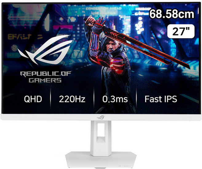 에이수스 QHD Fast IPS 220Hz 0.3ms 500cd sRGB 133 DCI-P3 97 멀티스탠드 게이밍 모니터, 68.58cm, ROG Strix XG27ACSR-W