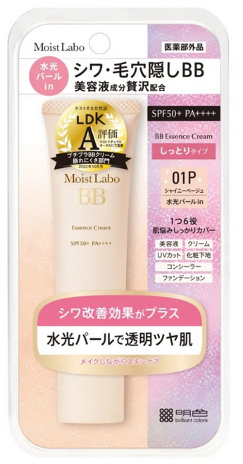 MEISHOKU 明色 MoistLabo 保濕遮瑕精華BB霜 SPF50+ PA++++, 01P 珠光, 30g, 1個