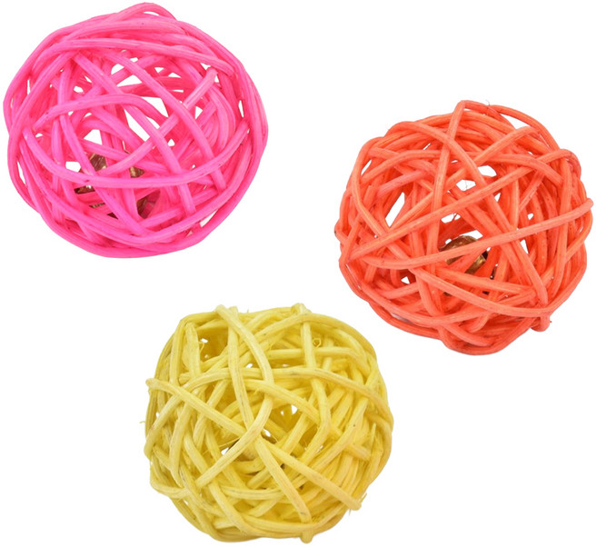 NAYECO 寵物DING DING 鈴鐺球玩具, 黃色 + 粉色 + 橘色, 1套