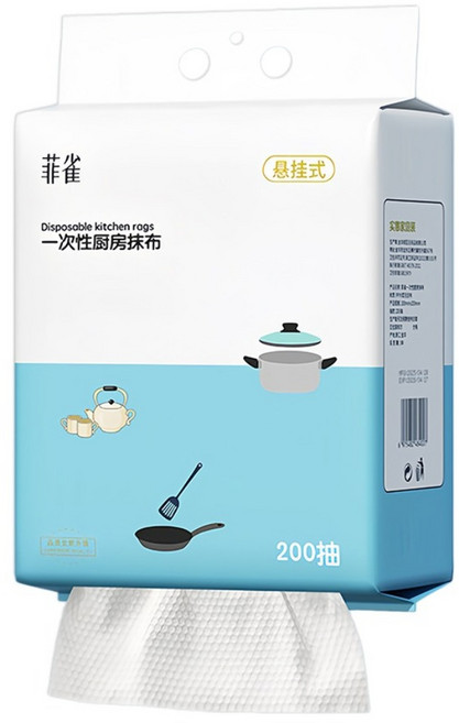 菲雀 懸掛式抽取一次性廚房抹布 簡約款 200抽, 1個, 200個裝