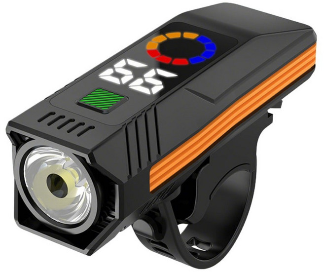 SUNORO 智能感光LED自行車燈 USB充電單車前燈 山地車公路車騎行燈 B21-1, 黑色, 1個