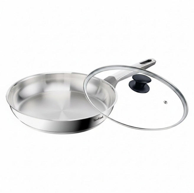 Tefal 特福 精銳系列 28cm 不鏽鋼平底鍋 + 玻璃蓋 不挑爐具 IH適用 E3350645 1個