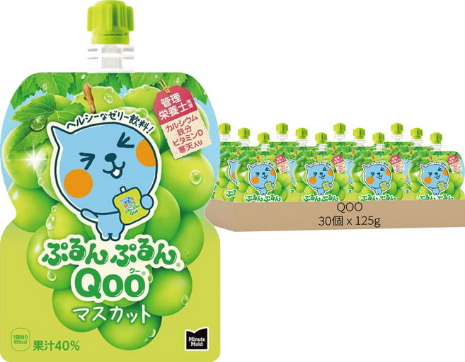Qoo 吸管果凍 白葡萄味, 125g, 30個