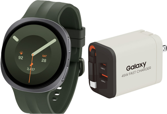 Samsung 三星 Galaxy Watch9 44mm LTE 附45W伸縮充電頭 顏色隨機, 冰川銀, 1.5吋, GPS+Cellular
