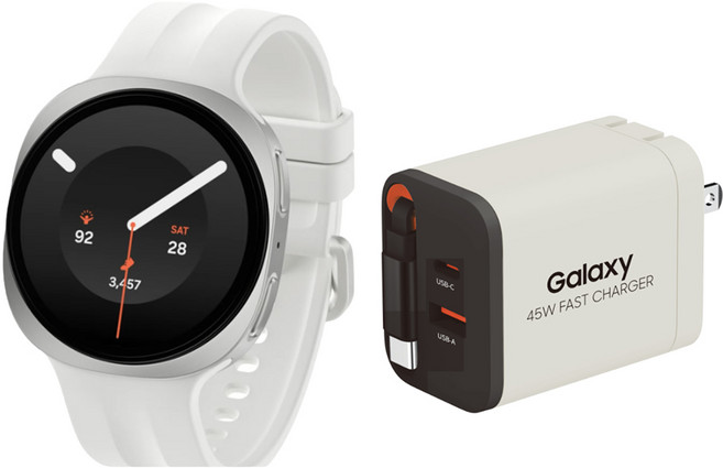 Samsung 三星 Galaxy Watch9 40mm 藍牙 附45W伸縮充電頭 顏色隨機, 星光白, 1.3吋, GPS + 藍牙