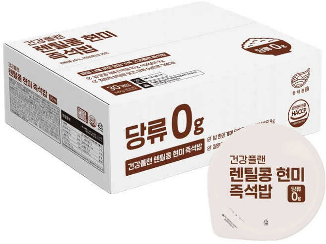 한채원 건강플랜 렌틸콩 귀리 현미 즉석밥, 180g, 30개