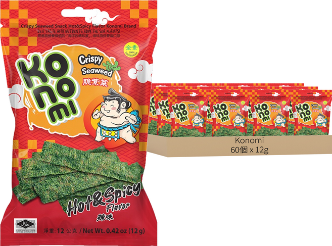 Konomi 相撲手 脆紫菜 辣味, 12g, 60個
