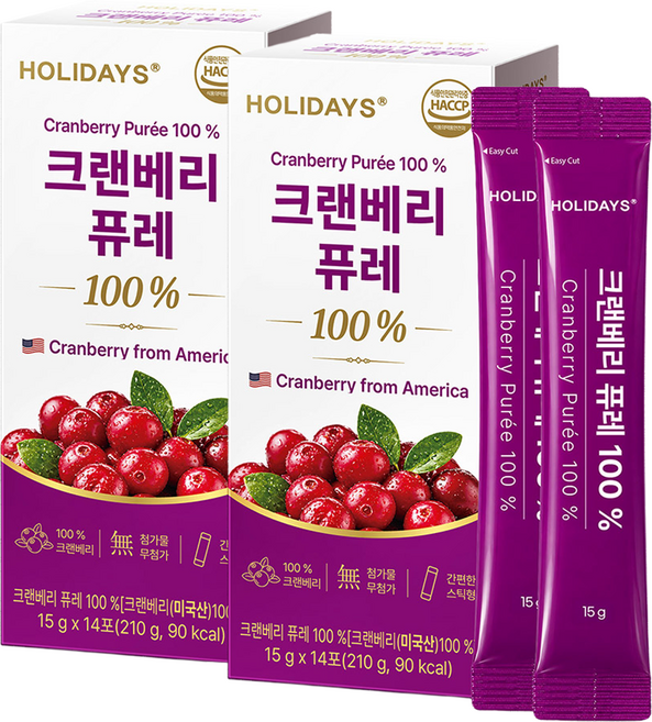 홀리데이즈 크랜베리 퓨레 100%, 15g, 28개