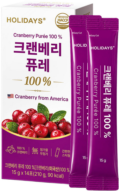 홀리데이즈 크랜베리 퓨레 100%, 15g, 14개