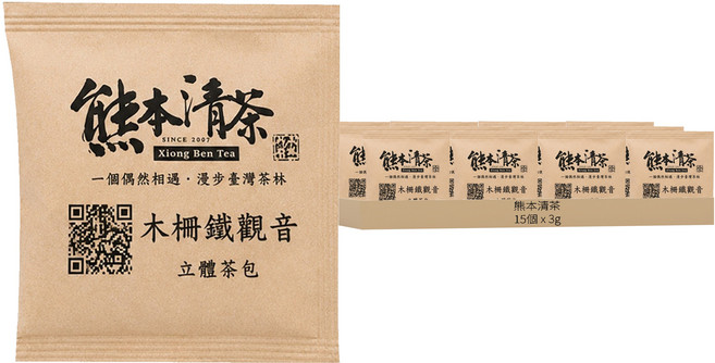 Xiong-Ben Tea 熊本清茶 木柵鐵觀音立體茶包, 3g, 1套, 15個裝
