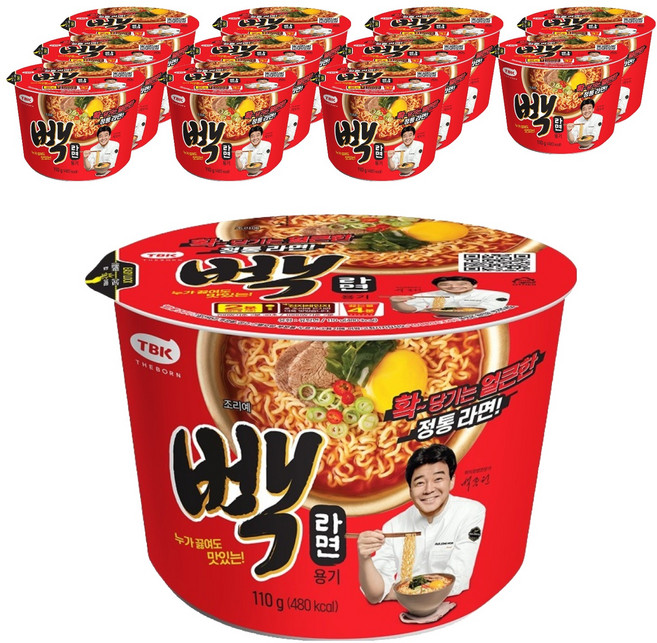 TBK 빽라면 용기 컵라면 110g, 12개