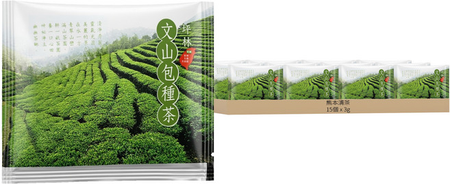 Xiong-Ben Tea 熊本清茶 坪林文山包種茶立體茶包, 3g, 1套, 15個裝