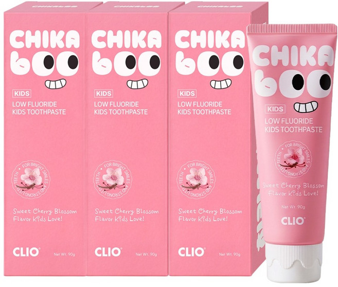 크리오 치카부 저불소 비건 키즈 치약 2단계 체리블라썸향, 90g, 1개입, 3개