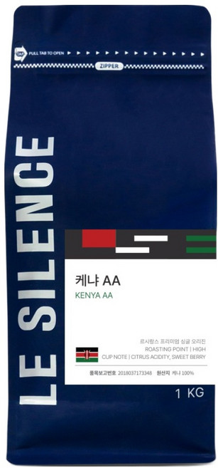 르시랑스 케냐 AA 원두 커피 홀빈 분쇄안함, 1kg, 1개