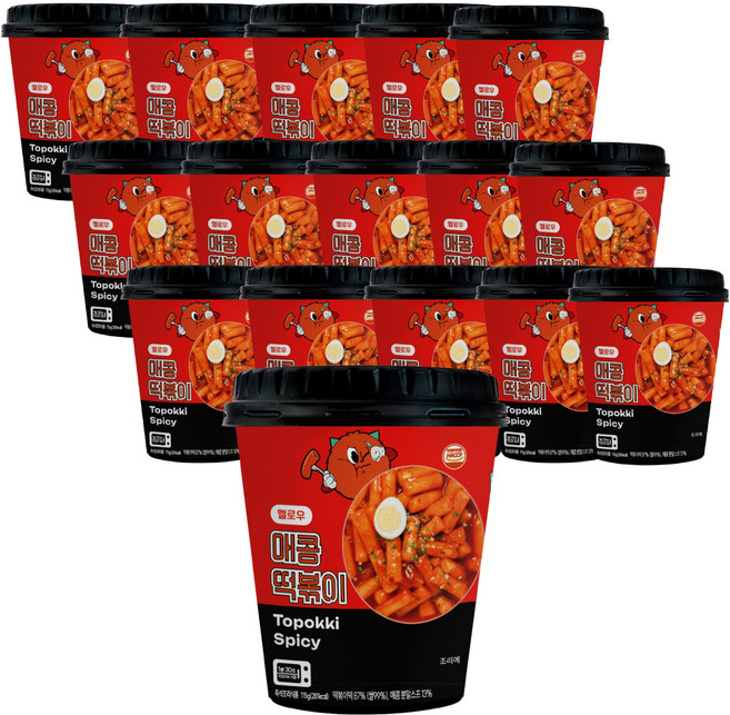 농가식품 멜로우빈 레리 매운 떡볶이, 115g, 16개