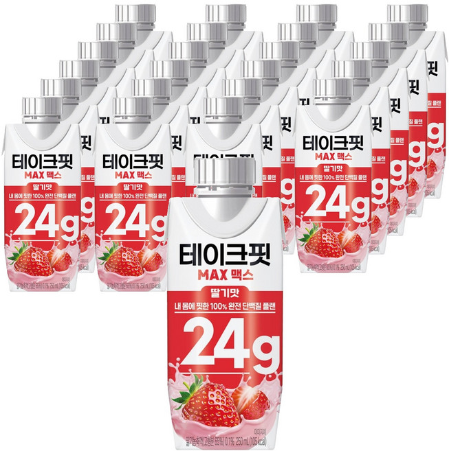 테이크핏 내 몸에 핏한 단백질 플랜 맥스 딸기맛, 24개, 250ml
