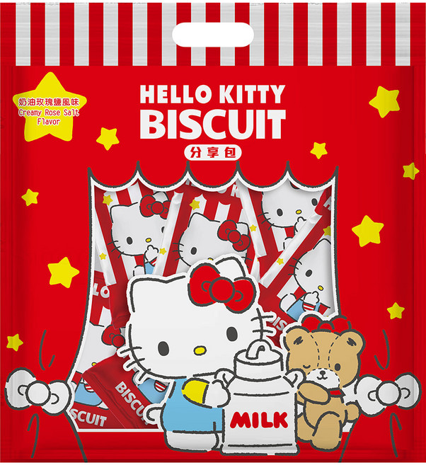 AMANDIER 雅蒙蒂 Hello Kitty 圖案餅乾分享包 奶油玫瑰鹽風味, 200g, 1個