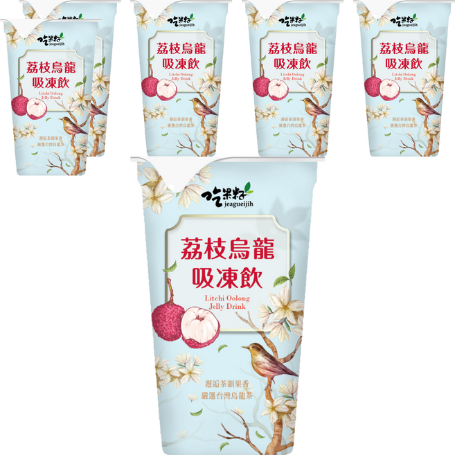 jeagueijih 吃果籽 荔枝烏龍茶吸凍飲, 220g, 6個