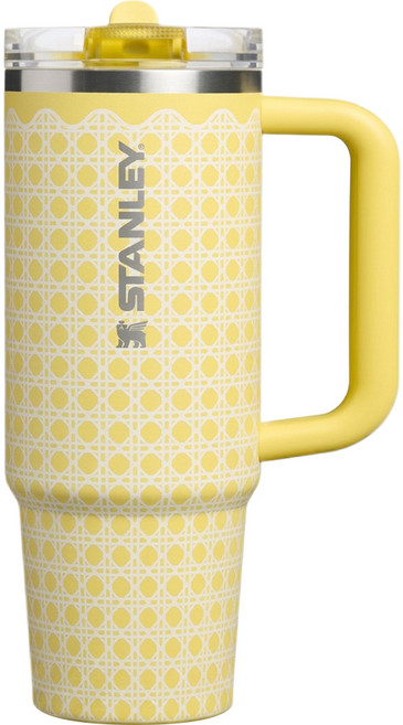 STANLEY 防漏吸管隨手杯 880ml Spring Picnic 系列 金盞藤編 1個