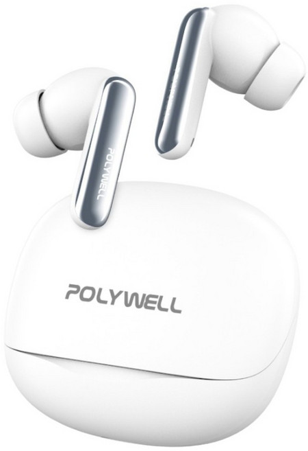 POLYWELL 寶利威爾 ANC入耳式無線降噪耳機 主動式降噪 高清音質 可連接雙設備 USB-C充電, 白色, S036P01