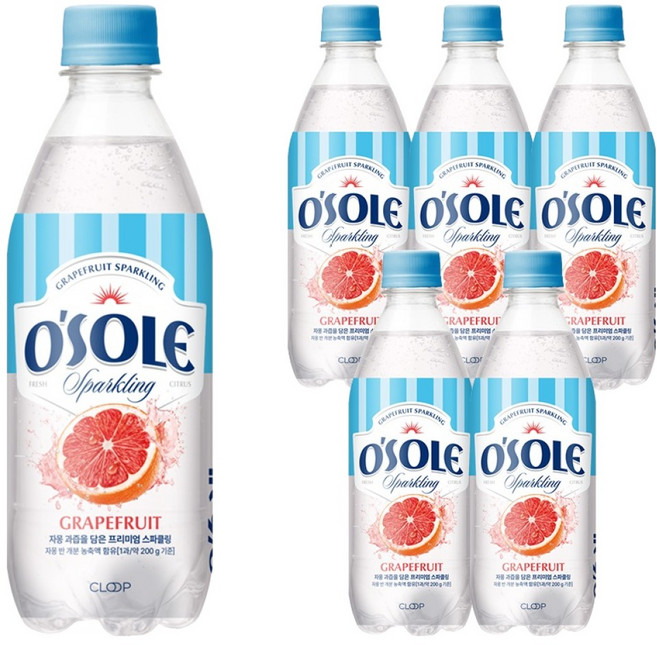 클룹 오솔레 리얼 자몽과즙 함유 스파클링, 6개, 500ml