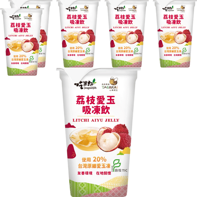 jeagueijih 吃果籽 荔枝愛玉吸凍飲, 220g, 6個