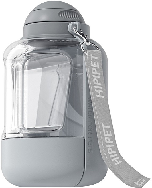 HiPiPet 寵物外出水壺 飲水 1L + 飼料 300ml, 灰色, 1個