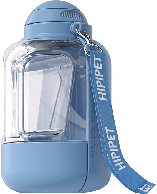 HiPiPet 寵物外出水壺 飲水 1L + 飼料 300ml, 藍色, 1個