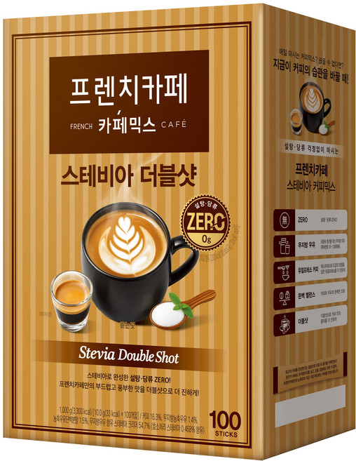 프렌치카페 카페믹스 스테비아 더블샷, 10g, 1개, 100개입