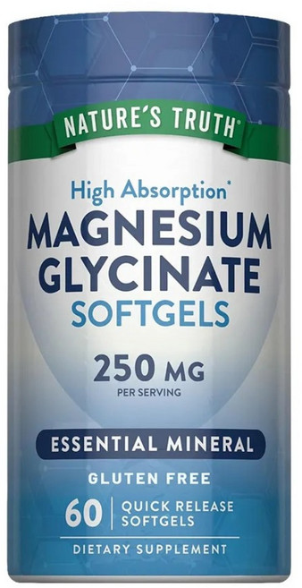 NATURE'S TRUTH 綠萃淨 頂級甘胺酸鎂液態軟膠囊, 1個, 60顆