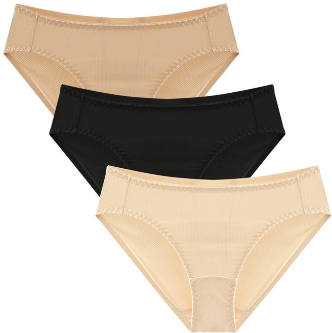 I AM UNDERWEAR 女性網眼基本款內褲3件組, 裸膚色 + 黑色 + 膚色