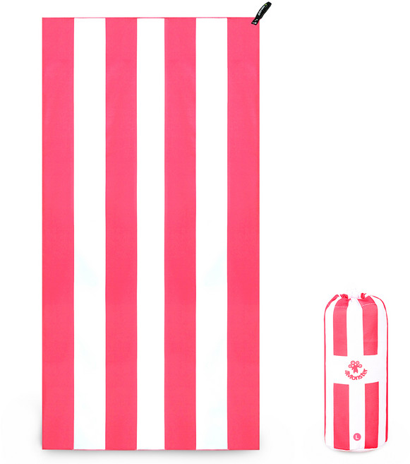 4monster 超輕量大型超細纖維海灘巾 戲水 游泳 水上樂園浴巾, 條紋粉紅色, 1個
