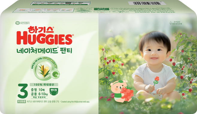 하기스 네이처메이드 팬티형 기저귀 중형 남여공용, 3단계, 10매