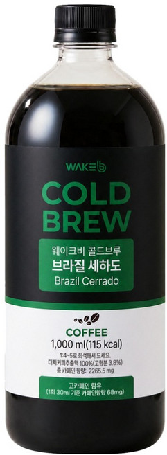 웨이크비 콜드브루 브라질 세하도 더치커피추출액, 1L, 1개