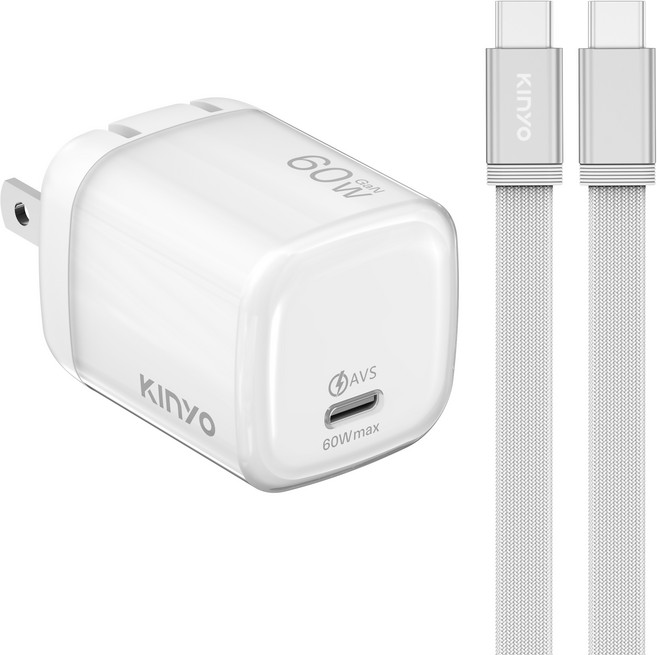 Kinyo 60W單孔摺疊充電器 APDCB-460, 白色, 1個