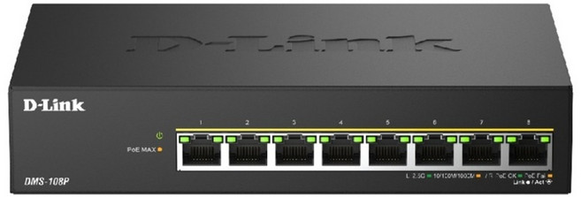 D-Link 8埠無網管Multi-Gigabit多網速交換器, 1個, DMS-108P