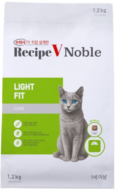 유한양행레시피브이 고양이 노블 기능성 사료, 다이어트(체중감소), 1.2kg, 1개