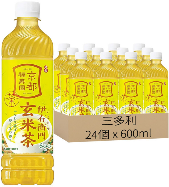 SunTORY 三得利 伊右衛門 玄米茶飲料, 24個, 600ml