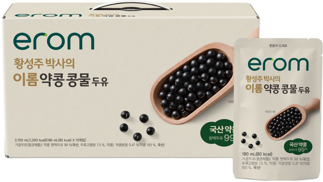 이롬 황성주 박사의 약콩 콩물 두유, 180ml, 15개