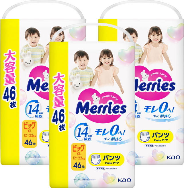 Merries 妙而舒 嬰幼兒褲型紙尿褲 12~22kg, 138片, XL