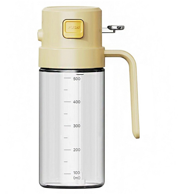 Hovelo 500ml 高硼矽玻璃 廚房控油噴倒一體壺 醬油醋調味瓶 米白色 1個