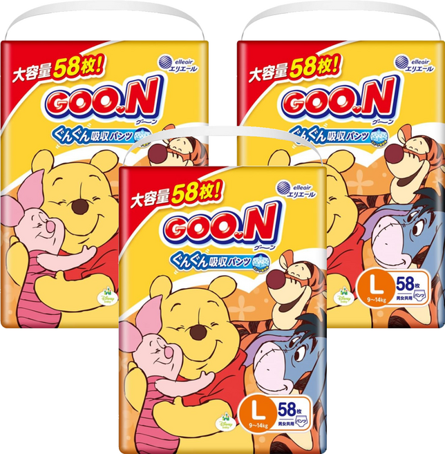 GOO.N 大王 舒適安心褲 小熊維尼款 9~14kg, 174片, L