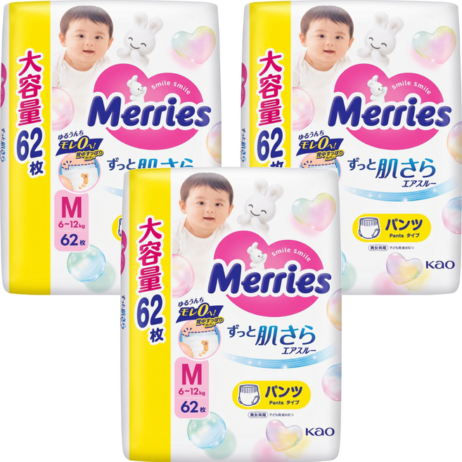 Merries 妙而舒 嬰幼兒褲型紙尿褲 6~12kg, 186片, M