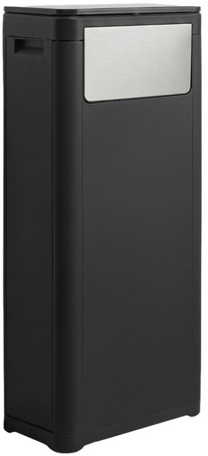 FAmILyLIFE 生活 立式雙開密封縫隙垃圾桶 YG-254-BK 32L, 曜夜黑