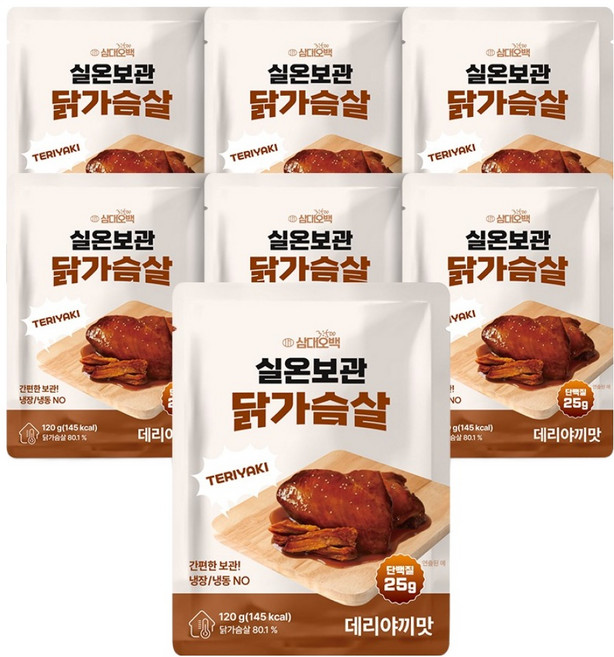 삼대오백 바로먹는 실온보관 닭가슴살 데리야끼, 120g, 7개
