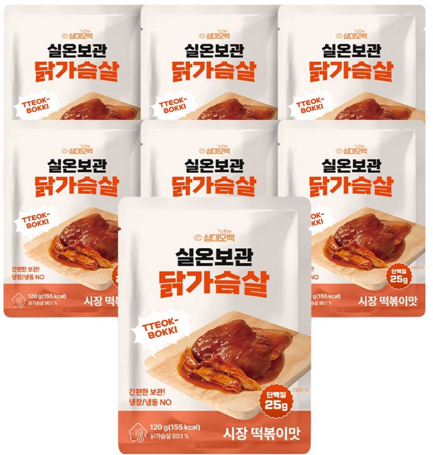 삼대오백 바로먹는 실온보관 닭가슴살 시장떡볶이맛, 120g, 7개