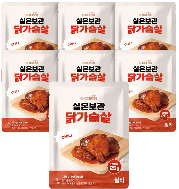 삼대오백 바로먹는 실온보관 닭가슴살 칠리, 120g, 7개