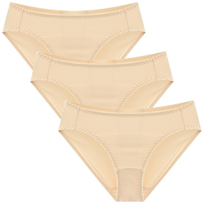 I AM UNDERWEAR 女性用透氣性佳網眼基本款內褲 3p, 膚色