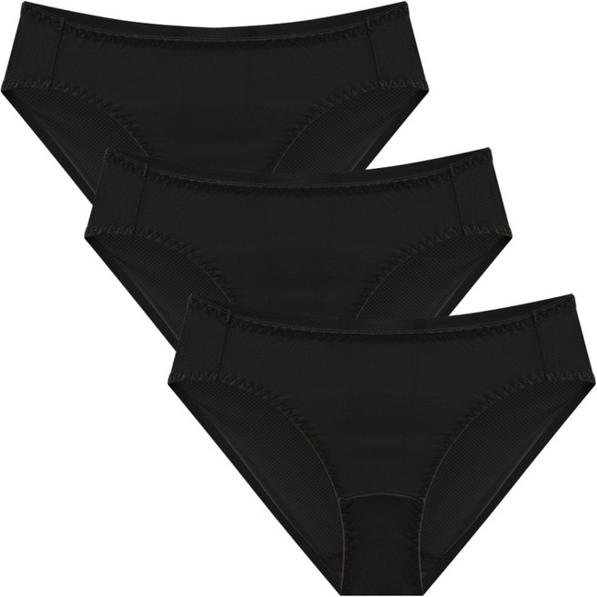 I AM UNDERWEAR 女性用透氣性佳網眼基本款內褲 3p, 黑色